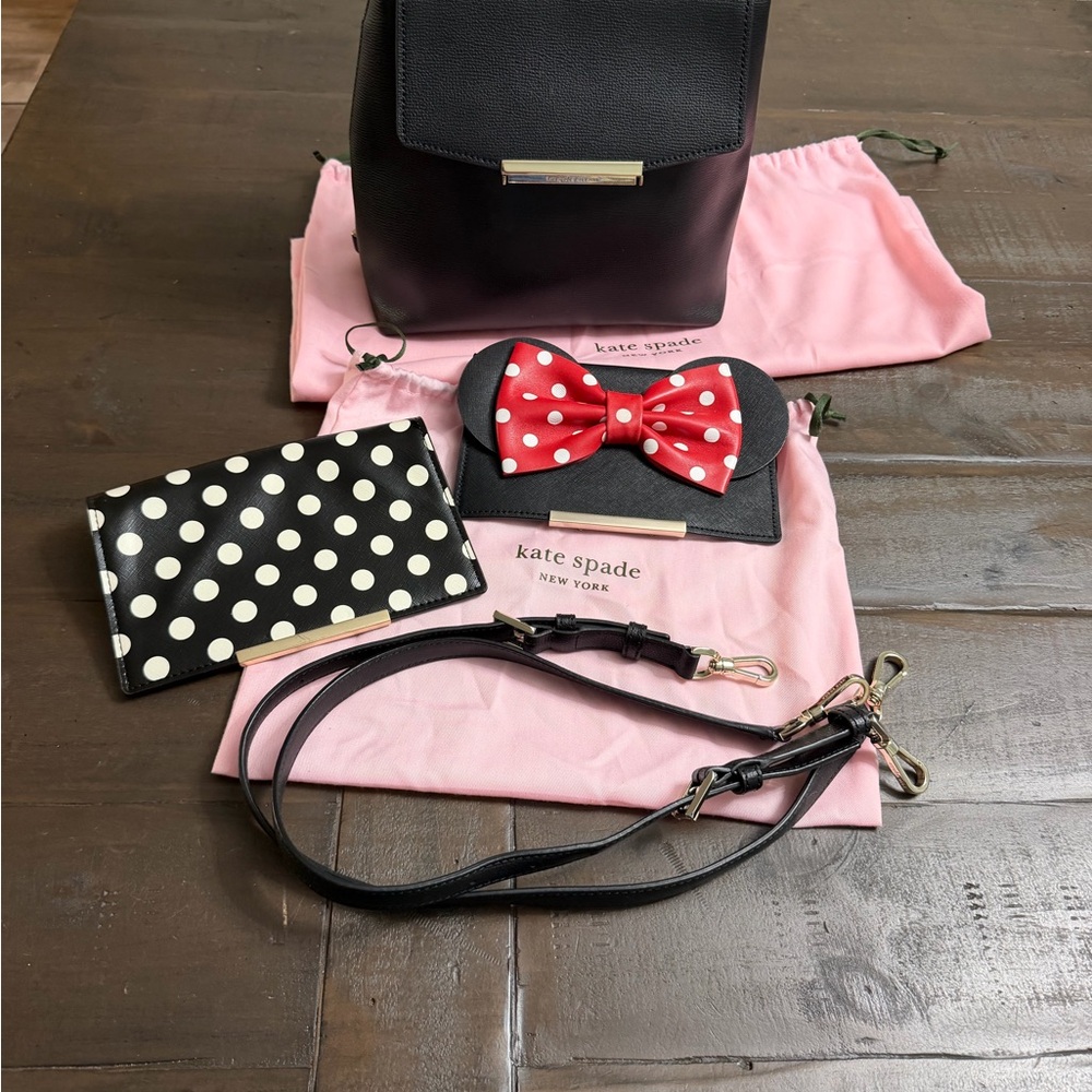 Kate Spade Backpack Shoulder Bag in Black with 3 changing flab’s - Picture 16 of 16
